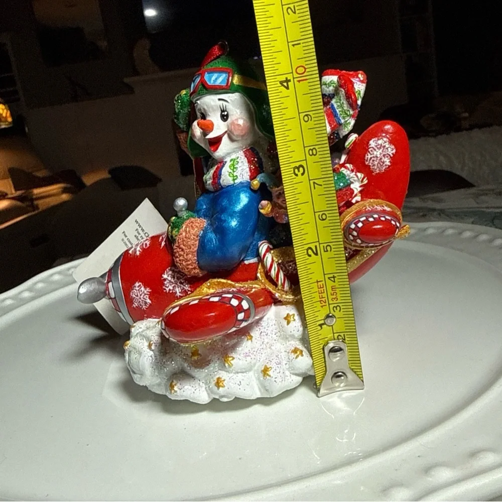 Christopher Radko Flying Frosty Airlplane Ornament 2002 Pilot Gift New Vintage